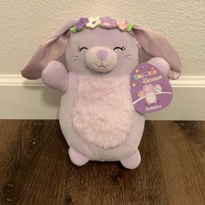 Rare HTF Squishmallows Hug Mees Bubbles Purple Bunny Rabbit Plush w Crown 10"